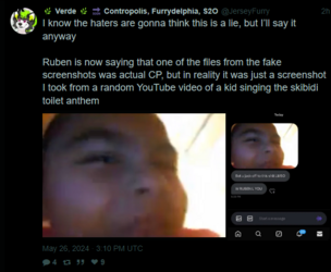 JerseyFurry admitting that the CP image was a lie.png JerseyFurry admitting that the CP image was a lie.png