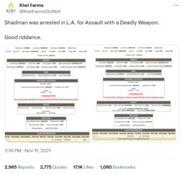 Shadman Arrest Kiwi Farms Tweet.png Shadman Arrest Kiwi Farms Tweet.png