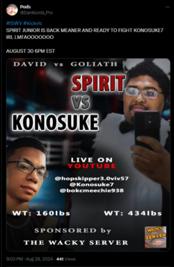 Konosuke vs Spirit Fight Teaser.png Konosuke vs Spirit Fight Teaser.png