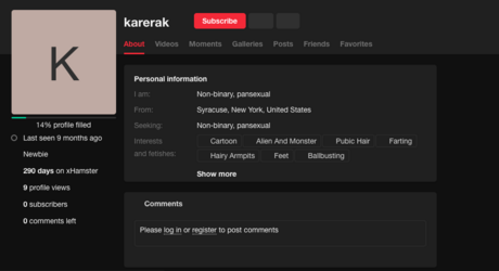 Karerak's Xhamster profile.png Karerak's Xhamster profile.png