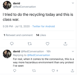 david on Twitter I tried to do the recycling today and this is class war.  Twitter.png