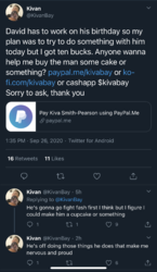 Kivan on Twitter David has to work on his birthday so my plan was to try to do something with ...png