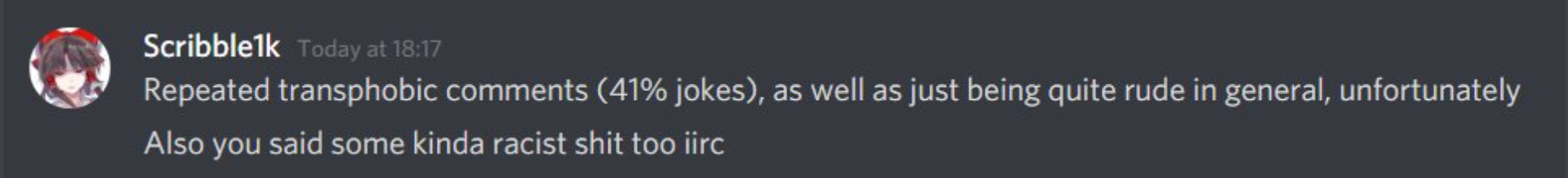 IIRC: You said some racist shit?