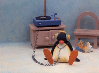 penguin listening to music.gif