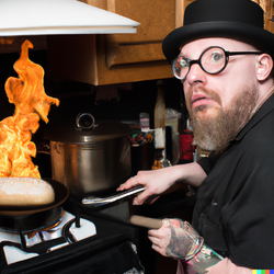 DALL·E 2022-08-05 13.52.42 - Balding gothic boglim  with a whispy goatee wearing a black pork ...png