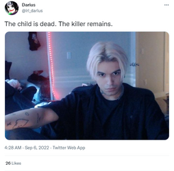 2022-10-17 20_15_18-Darius on Twitter_ _The child is dead. The killer remains. https___t.co_JT...png