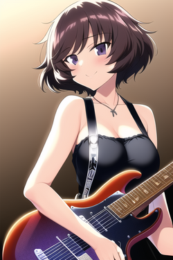 akiyama yukari, electric guitar, punk clothes, girls und panzer s-831220902.png