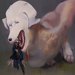 00457-2258575528-((masterpiece)), ((best quality)), ((art by Giger)), Huge dog eating a man.png