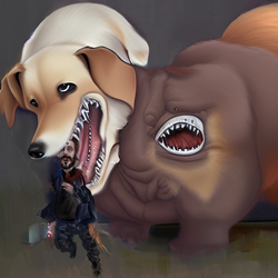 00479-4078073282-((masterpiece)), ((best quality)), ((art by Giger)), Huge dog eating a man, h...png