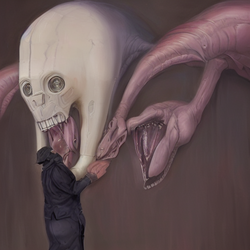 00414-4185444304-((masterpiece)), ((best quality)), ((art by Giger)), Huge dog eating a man.png
