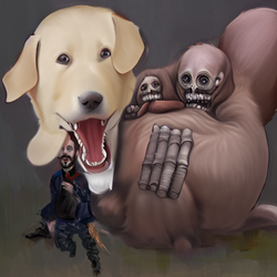 00481-4078073284-((masterpiece)), ((best quality)), ((art by Giger)), Huge dog eating a man, h...png