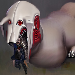 00540-3599768164-((masterpiece)), ((best quality)), ((art by Giger)), Huge man-dog, ((horror)).png