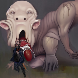 00464-3341297412-((masterpiece)), ((best quality)), ((art by Giger)), Huge dog eating a man, h...png
