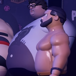 00096-318248236-a fat man standing side by side with a muscle man, clay figure style.png