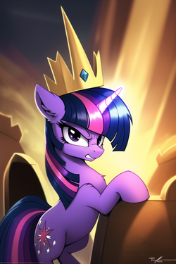 Twilight Sparkle, pony, mare, feral, unicorn, tyrant sparkle, supervillain, vill s-270842527.png