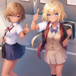 01283-894575811-girl, tan skin, short spiky hair, wearing school uniform, smiling and giving a...png