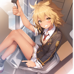 01286-1667782618-1girl, tan skin, short spiky hair, wearing school uniform, smiling and giving...png