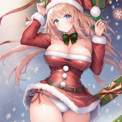 01249-1439960936-((1girl)) ,chubby, short pink hair, blue eyes, wearing santa outfit and santa...png