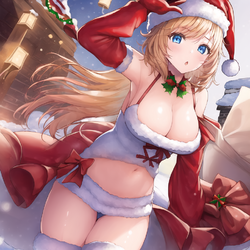 01251-4161624909-((1girl)) ,chubby, short pink hair, blue eyes, wearing santa outfit and santa...png