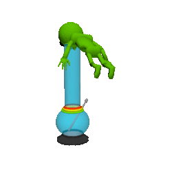GIF of a spinning alien taking a huge hit from a bong