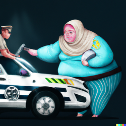 DALL·E 2023-01-09 18.18.26 - fat woman in hijab getting arrested in the middle east, digital art.png