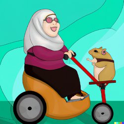 DALL·E 2023-01-09 18.00.38 - fat woman in hijab riding a hamster.png