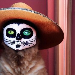 mexican-cat-in-sombrero-wearing-a-Day-of-the-Dead-skeleton-makeup-peeks-out-of-a-window.jpg