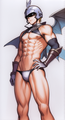 03272-1535340660-ken sugimori, sketch, 1girl, long legs, wearing bikini armor, wearing red hel...png