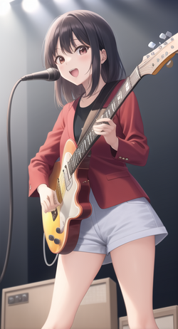03297-1480540329-mariya takeuchi, wearing red suit, playing guitar, on stage,HD.png