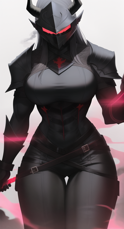 03310-1559209685-girl, wearing black armor, red smoke, muscular, wide hips, black demon helmet...png