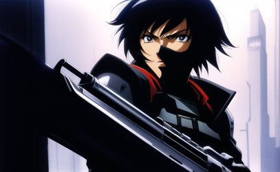 03647-373760149-80's anime film screenshot, 1girl, short black hair, wearing cybernetic body s...png