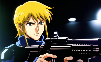 03764-3400140571-80's anime film screenshot, 1man, blonde hair, wearing cybernetic body suit, ...png