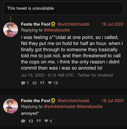Feste the Fool🌻 (@witchbitchaddi) i was feeling scidal at one point, so i called, Nd they put ...png