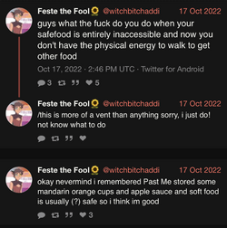 Feste the Fool🌻 (@witchbitchaddi) guys what the fuck do you do when your safefood is entirely ...png