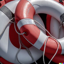 DALL·E 2023-03-09 21.42.42 - professional photo of two life preserver rings stacked on top of ...jpg