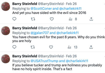 Barry Steinfeld trump supporters evil not holy.png