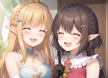 05253-1029138098-2girls, _d, bangs, blush, braid, closed_eyes, crown_braid, elf, embarrassed, ...png