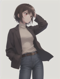 00246-2962760644-1girl, belt, brown_eyes, brown_hair, casual, closed_mouth, cowboy_shot, denim...png