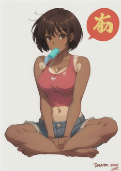 00291-3195616552-1girl, barefoot, breasts, brown_eyes, brown_hair, cleavage, dark-skinned_fema...png