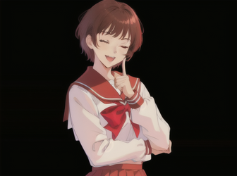 00301-266804048-1girl, ;d, black_background, bow, brown_eyes, brown_hair, index_finger_raised,...png