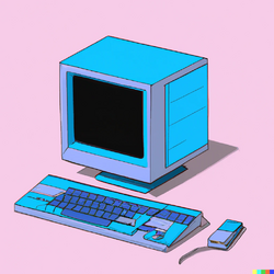 A computer from the 90s in the style of vaporwave.png