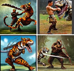 tiger samurai fighting a t rex.png