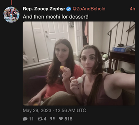 Rep. Zooey Zephyr (@ZoAndBehold) And then mochi for dessert!  nitter.png