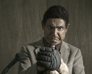 Based Len in blackface pretending to be OJ Simpson