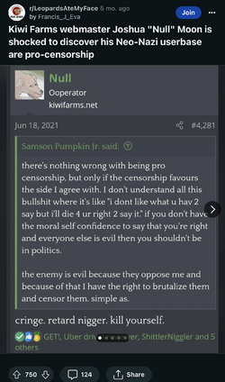 Kiwi Farms webmaster Joshua Null Moon is shocked to discover his Neo-Nazi userbase are pro-cen...png
