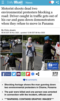 Motorist shoots dead two environmental protesters blocking a road Driver caught in traffic get...png
