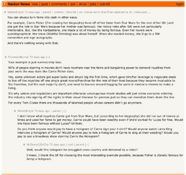 You can always turn fame into cash in other ways. For example, Carrie Fisher (I'...  Hacker News.png