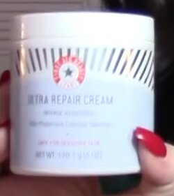 Said that this is her all time favorite cream but given the texture of her face I highly doubt it.