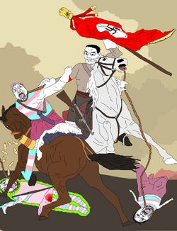 17199 - 4soyjaks animal art blood bloodshot_eyes classical_art_parody clothes crying flag hair...png