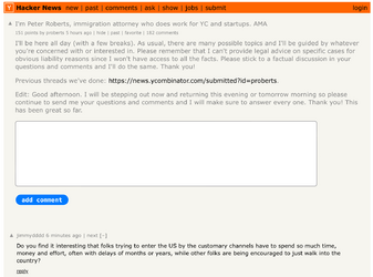 I'm Peter Roberts, immigration attorney who does work for YC and startups. AMA  Hacker News.png